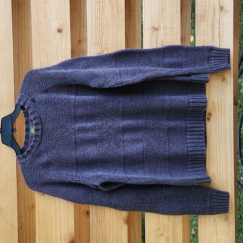 Timberland Crewneck Sweater Mens Cotton Gray Chunky Pullover Sz M